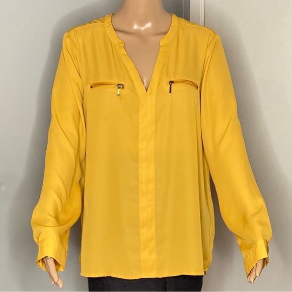 Suzy Shier Tops - Suzy Shier Long Sleeve Yellow Mustard Size L Polyester Light & Classy  Pre-Loved